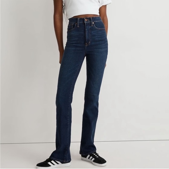 Madewell Flare Jeans Pant High Rise Demi-Boot Dark Stretch Blue Denim 29T - Picture 1 of 16
